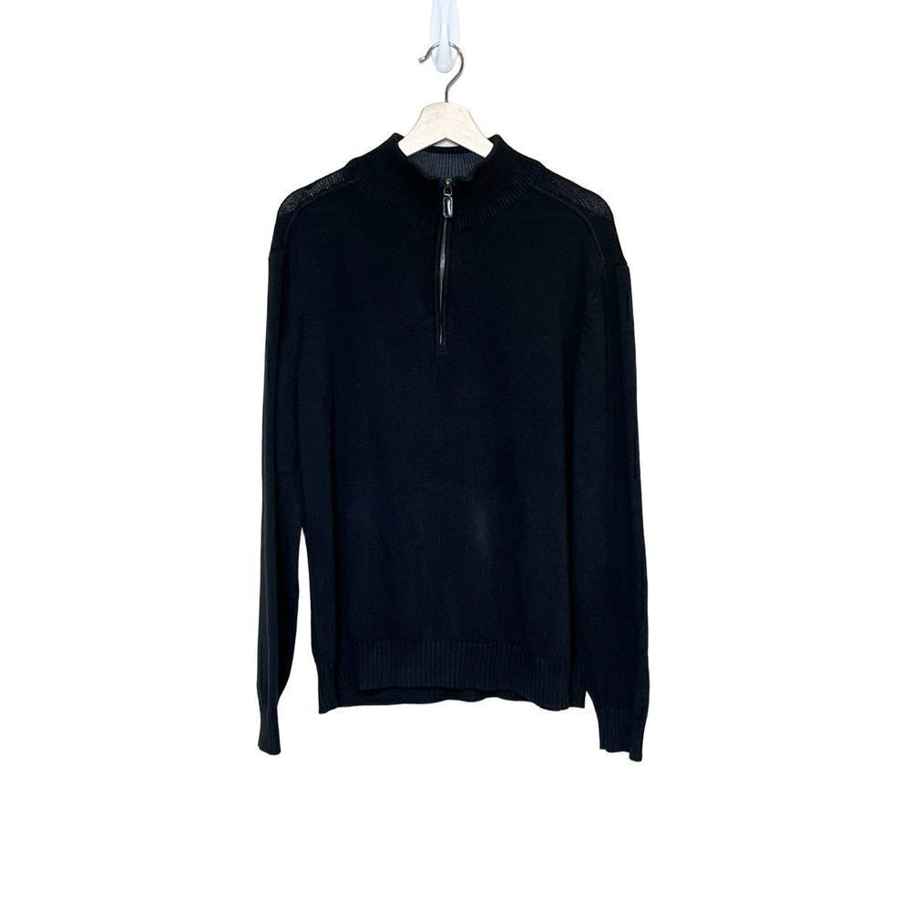 Oscar De La Rente black 1/4 zip sweater size L